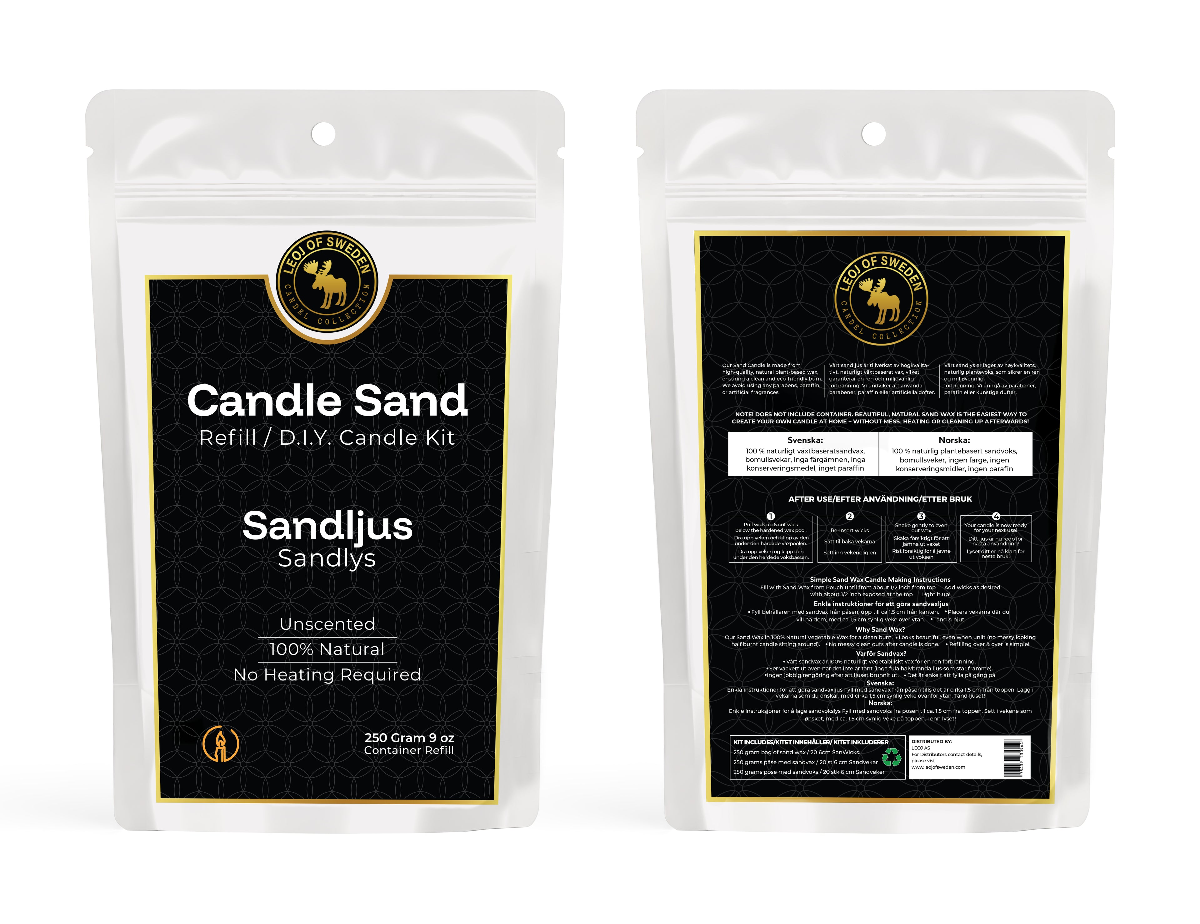 SANDLYS SVART UTEN DUFT / SANDLJUS  SVART UTAN DOFT